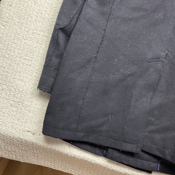 Guess Men’s XL Double Breasted Pea Coat Button-Up Black/Blue Reverse Stiches *** - Picture 13 of 16